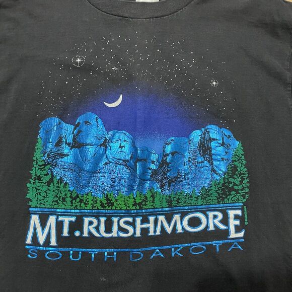 Mr. Rushmore South Dakota Keehn Scenes Tilted Black Crew Neck T-Shirt Size XL - Picture 2 of 6